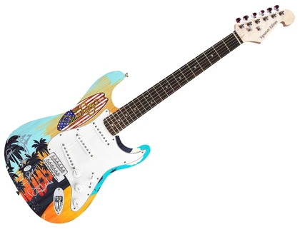 Beach Boys Johnston Marks Mike Love Autographed 1/1 Graphics Guitar ACOA Exact Proof