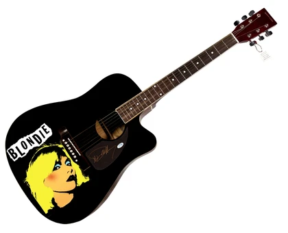 Blondie Debbie Harry Signed 1/1 Custom Graphics Guitar ACOA