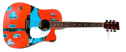 David Byrne of The Talking Heads Signed Custom Graphics 1/1 Guitar ACOA