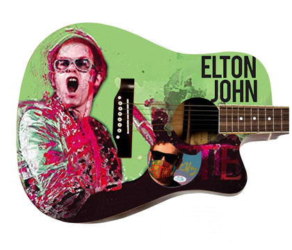 Elton John Signed Autographed Custom Graphics Photo Guitar ACOA