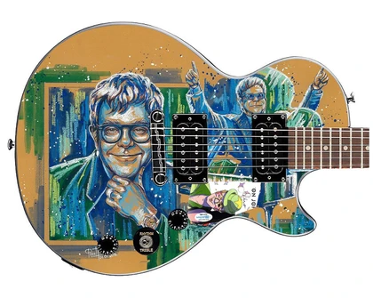 Elton John Live Signed Custom Graphics Gibson Epiphone Guitar ACOA