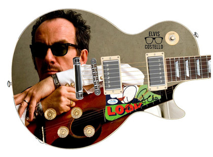Elvis Costello Signed Custom Graphics 1/1 Photo Guitar ACOA