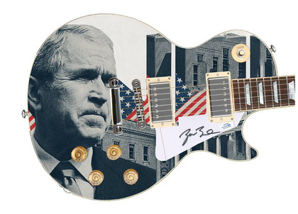 George W Bush Signed Autographed Photo Graphics Guitar ACOA ACOA