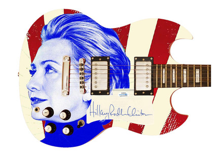 Hillary Clinton Signed Autographed Custom Photo Graphics Guitar ACOA ACOA