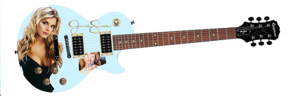 Jessica Simpson Epiphone Autographed Custom Photo Graphics Guitar ACOA