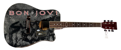 Jon Bon Jovi Slippery When Wet Signed Autographed Custom Photo Graphics Guitar ACOA
