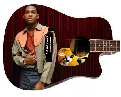 Leon Bridges Signed Custom Graphics Photo Guitar ACOA