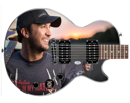Luke Bryan Signed Gibson Epiphone Les Paul Photo Graphics Guitar ACOA ACOA