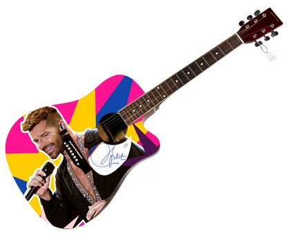 Ricky Martin Signed 1:1 Signature Edition Graphics Photo Guitar ACOA