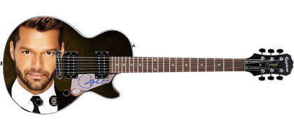 Ricky Martin Signed Gibson Epiphone Les Paul Photo Graphics Guitar ACOA