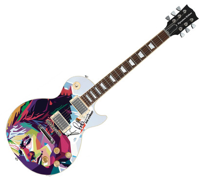 Rod Stewart Signed Epiphone 1/1 Custom Graphics Guitar ACOA