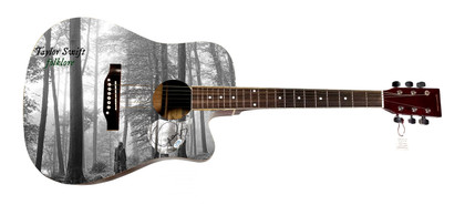 Taylor Swift Signed Graphics Guitar w Shadowbox Display Case ACOA