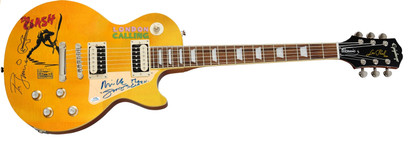 The Clash Signed w Guitar Sketch 1/1 Custom Graphics Photo Guitar ACOA