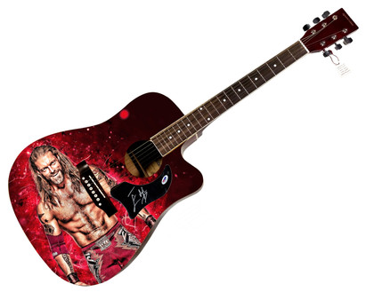WWE Edge Signed 1/1 Custom Graphics Photo WWF Guitar PSA