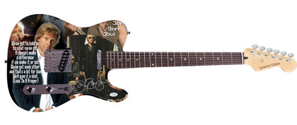 Jon Bon Jovi Signed Livin On A Prayer Graphics Guitar ACOA