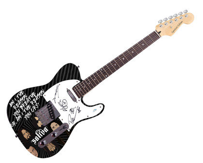 Saliva Signed Custom Graphics Photo Guitar ACOA