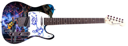 The Dave Matthews Band Stefan Lessard Signed Graphics Guitar w Sketch ACOA Version 2