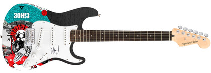 3OH!3 Nathaniel Motte Signed 1/1 Custom Graphics Photo Guitar
