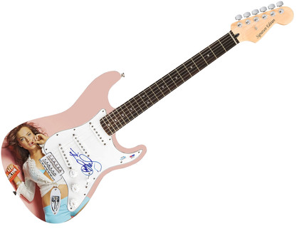 Lindsay Lohan Signed Autographed 1/1 Custom Graphics Photo Guitar PSA