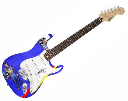 Michael Waltrip Signed Fender Custom 1/1 Graphics Photo Guitar