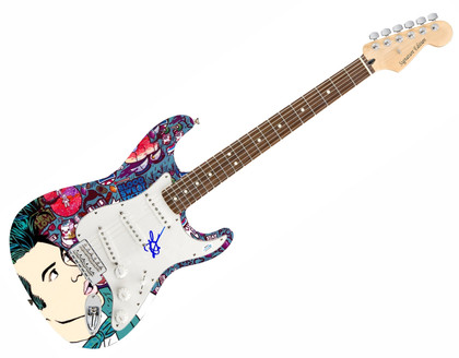Panic! At The Disco Brendon Urie Autographed 1/1 Custom Graphics Photo Guitar AC Version 1