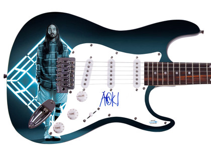 Steve Aoki Signed Autographed Graphics Photo Guitar ACOA