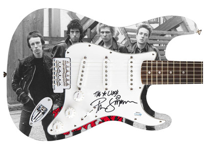The Clash Paul Simonon Signed Fender 1/1 Custom Graphics Photo Guitar ACOA Version 2