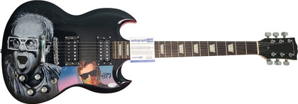 Elton John Signed Hand Painted Airbrushed Art 1/1 Guitar ACOA