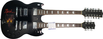 Rush Alex Lifeson Autographed Custom Graphics Double Neck Guitar Exact Proof ACOA