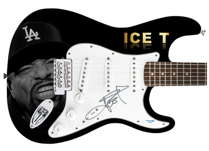 Ice T Signed "Grit n Grind" Custom Graphics Guitar ACOA