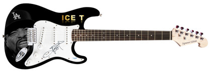 Ice T Signed "Grit n Grind" Custom Graphics Guitar ACOA