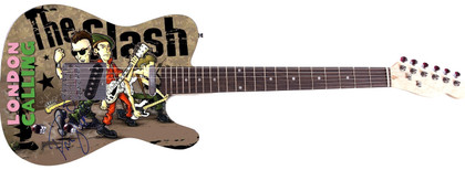 The Clash Paul Simonon Signed Custom Graphics Guitar