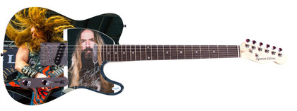 Zakk Wylde Autographed w Sketch Spiral Sonic Fury Custom Graphics Guitar