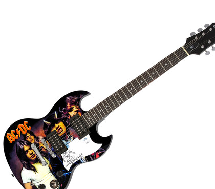 Angus Young AC/DC Autographed Sketch Graphics Highway To Hell Epiphone SG Guitar