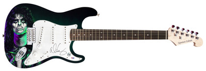 Alice Cooper Signed Custom Graphics Guitar