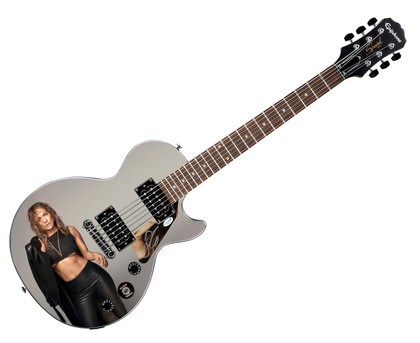 Jennifer Lopez Autographed Custom Epiphone "Belly Shirt Bad A**" Graphics Guitar