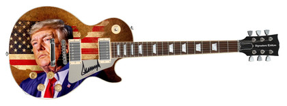 President Donald Trump Signed Custom Patriot USA Flag Graphics Guitar