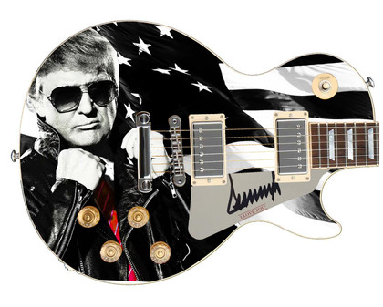 President Donald Trump Signed Leather Jacket n Flag Custom Graphics Guitar