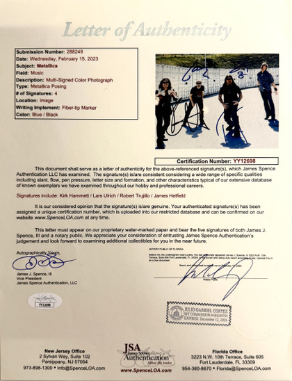 METALLICA – Custom "Hardwired" Signed Presentation