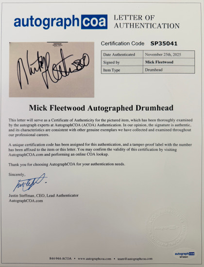 MICK FLEETWOOD – Signed 12" Remo Drumhead
