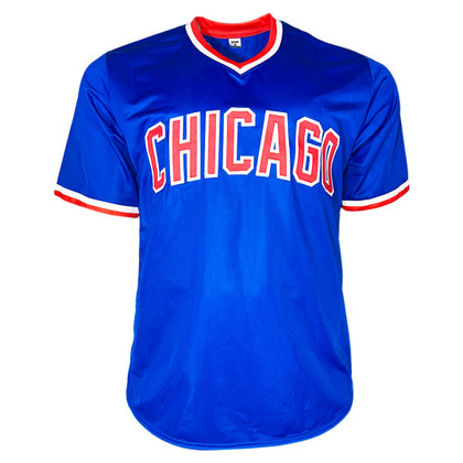 Rick Sutcliffe Signed Red Baron Inscription Chicago Blue Baseball Jersey (Beckett)