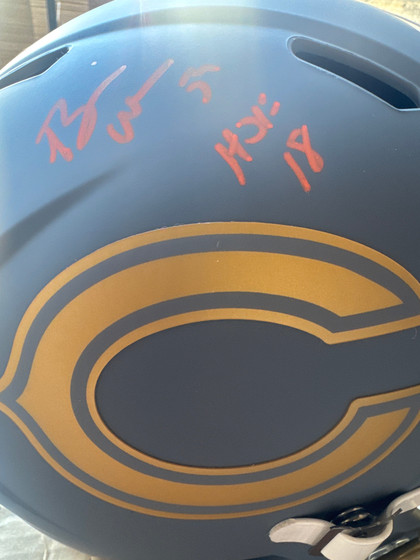 Brian Urlacher Signed Hall of Fame Slate Alternate Speed Full-Size Replica Football Helmet (Beckett)