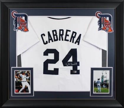 Miguel Cabrera Authentic Signed White Pro Style Framed Jersey BAS Witnessed