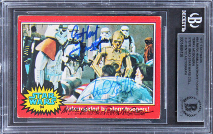 Star Wars (3) Hamill, Forrest & McGovern Signed 1977 Star Wars #94 Card BAS Slab