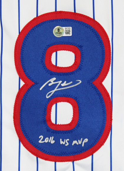 Ben Zobrist "16 WS MVP" Authentic Signed White Pinstripe Pro Style Jersey BAS