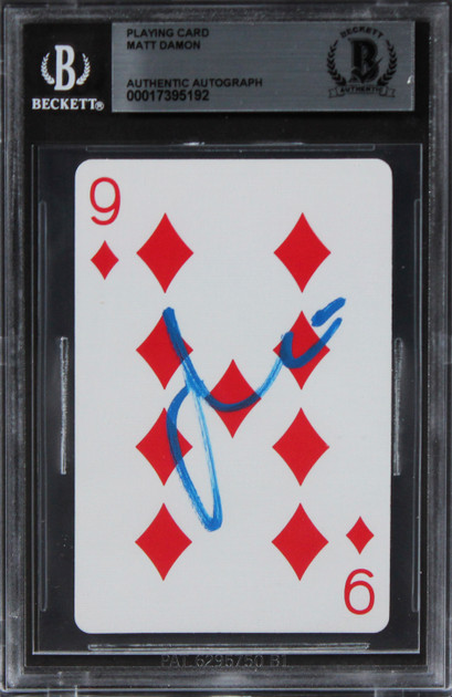 Matt Damon Rounders Authentic Signed 9 Of Diamonds Playing Card Card BAS Slabbed