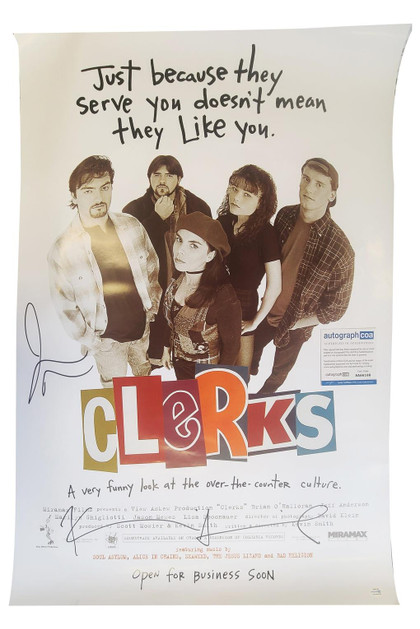 Clerks Cast Autographed Signed 27x40 Poster Kevin Smith Jason Mewes ACOA Version 1