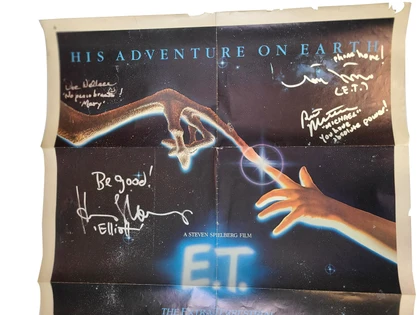 E.T. The Extra Terrestrial Cast Autographed Original Poster w Quotes Exact Proof Version 3