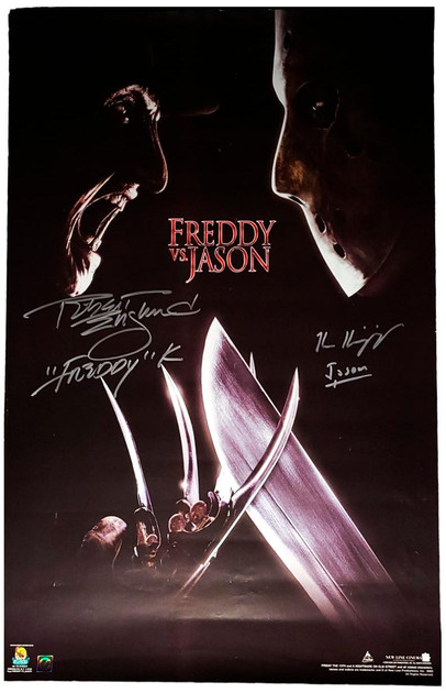 Freddy Vs Jason Robert Englund Kane Hodder Autographed Poster Authentic Signing ASI
