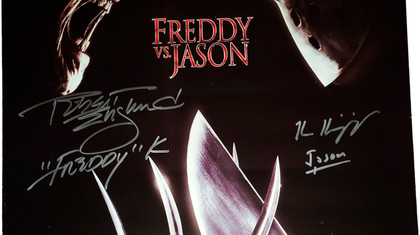 Freddy Vs Jason Robert Englund Kane Hodder Autographed Poster Authentic Signing ASI